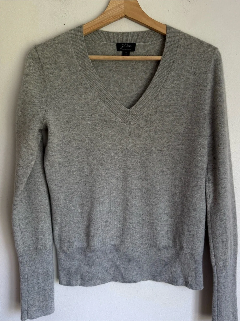 J. Crew Cashmere V Neck Sweater in Grey